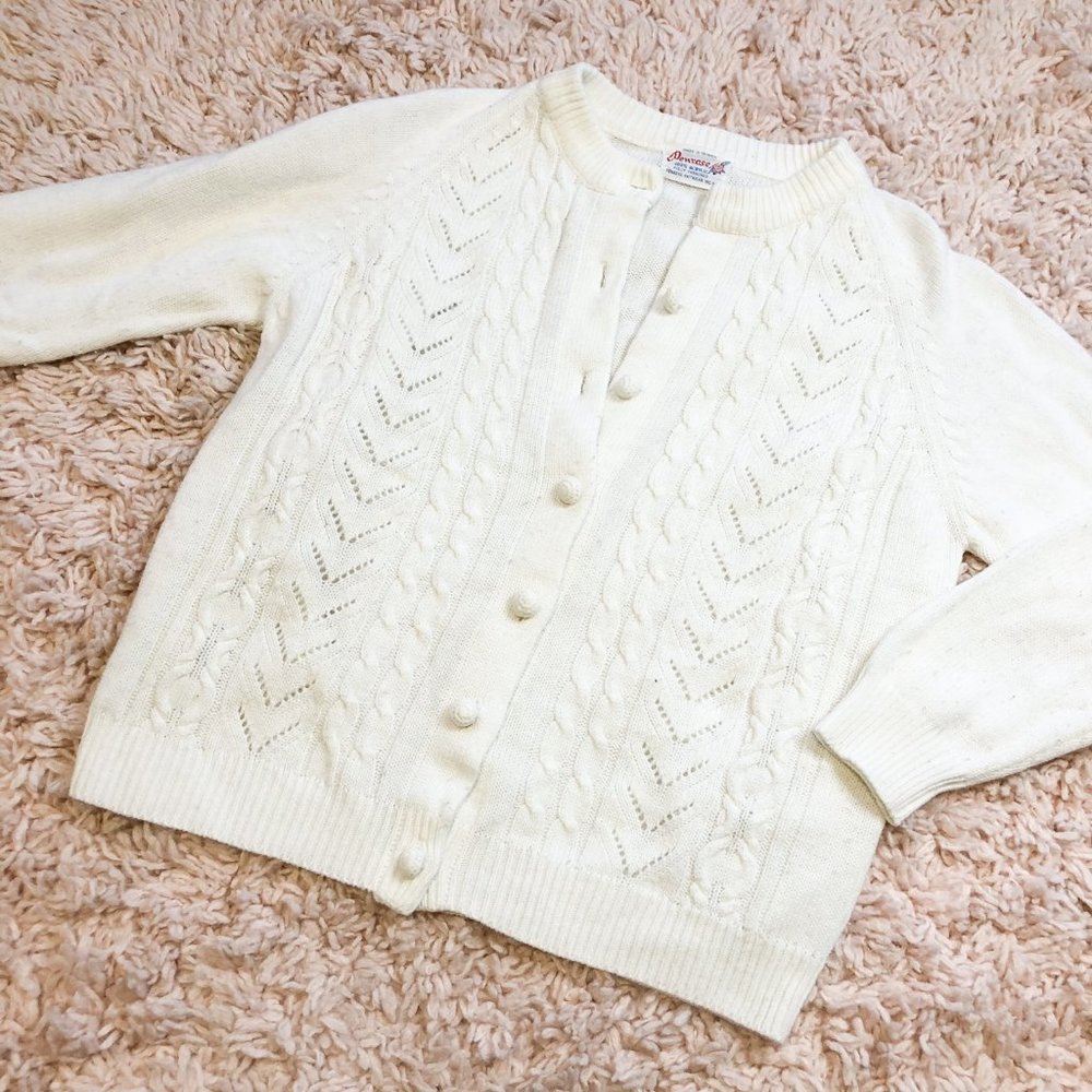 Vintage White Penrose Knit Cardigan Sweater